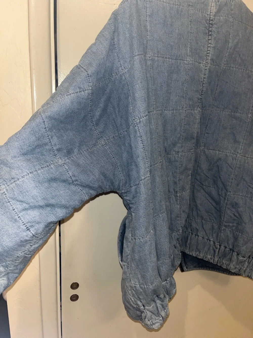 Free People Dolman Quilted Medium Wash Denim Jacket Size Small - Picture 11 of 16